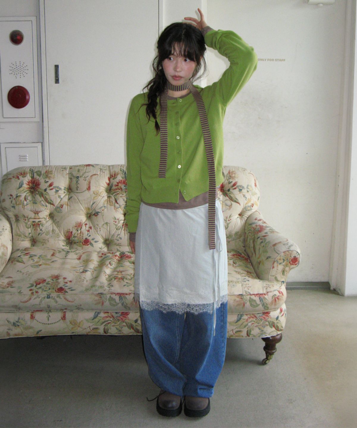론론(RONRON) BASIC WOOL ARCHIVE CARDIGAN OLIVE