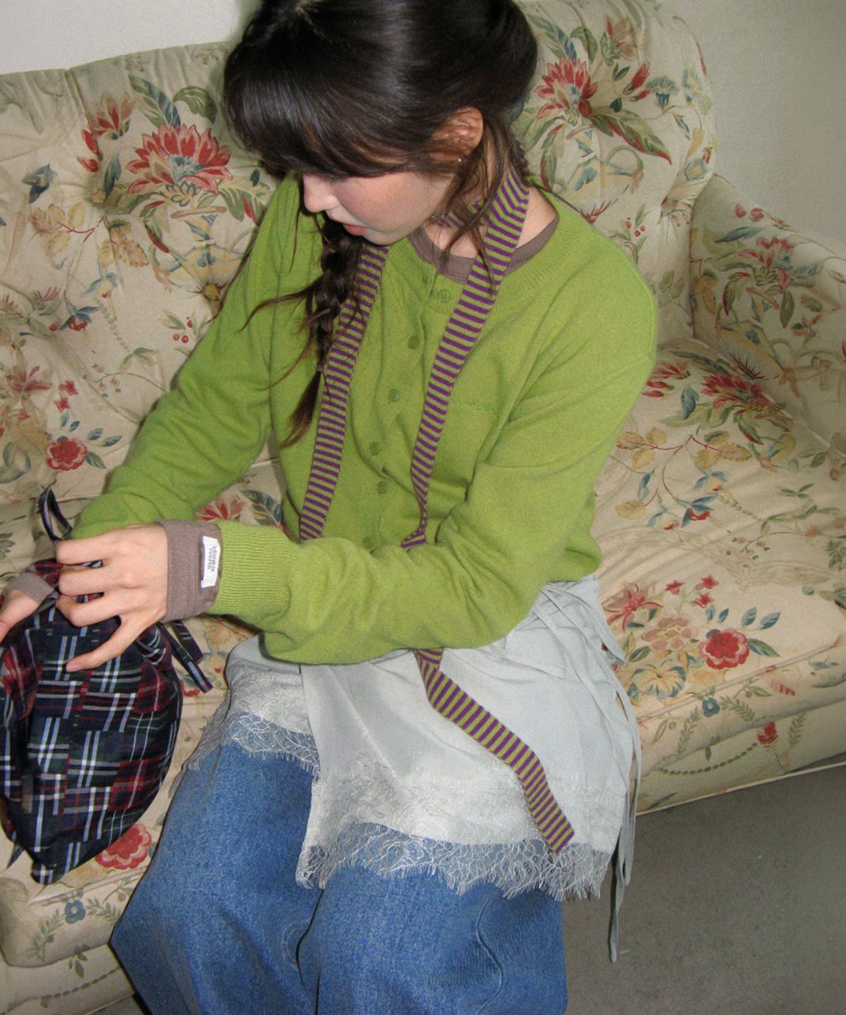 론론(RONRON) BASIC WOOL ARCHIVE CARDIGAN OLIVE