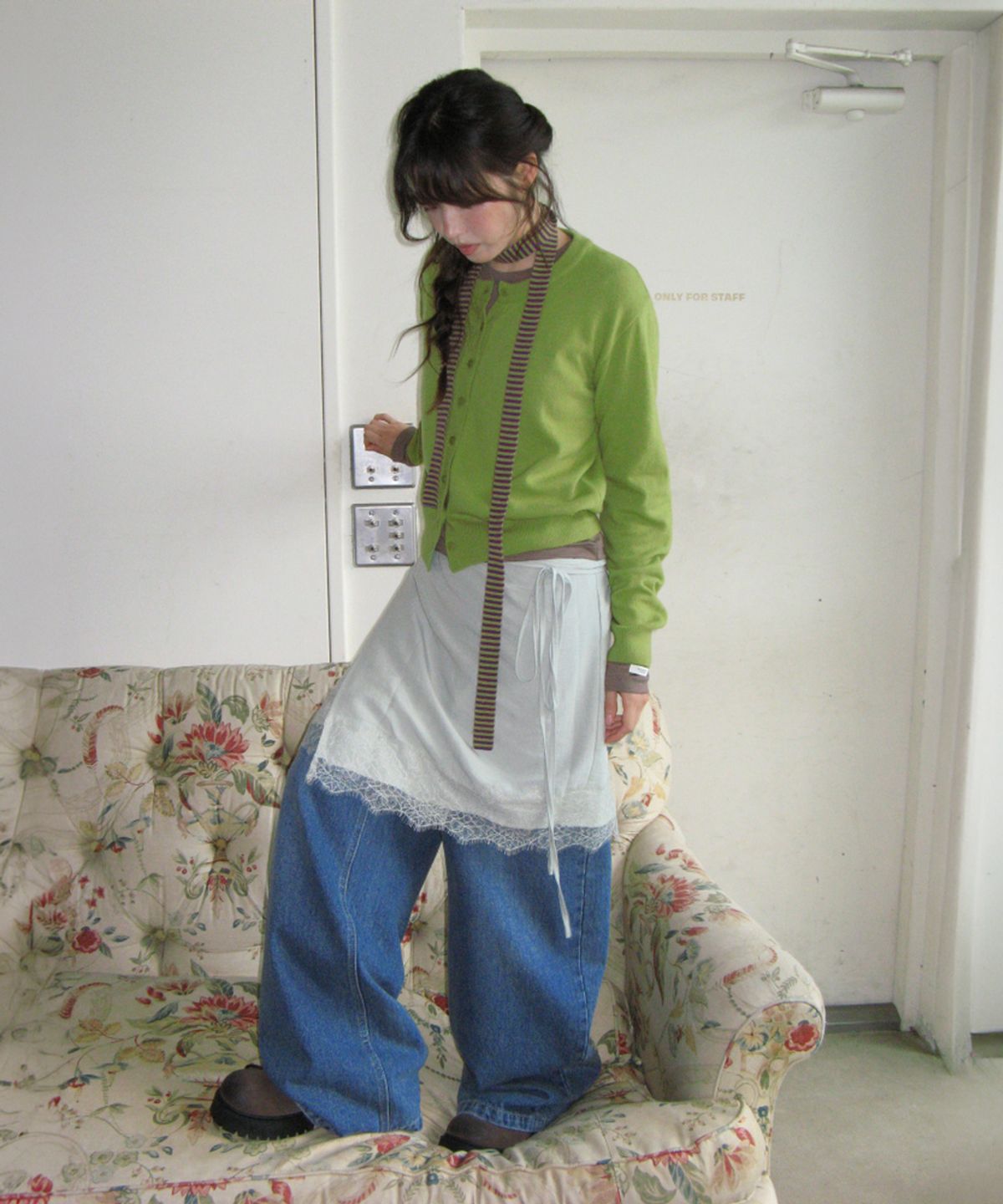 론론(RONRON) BASIC WOOL ARCHIVE CARDIGAN OLIVE
