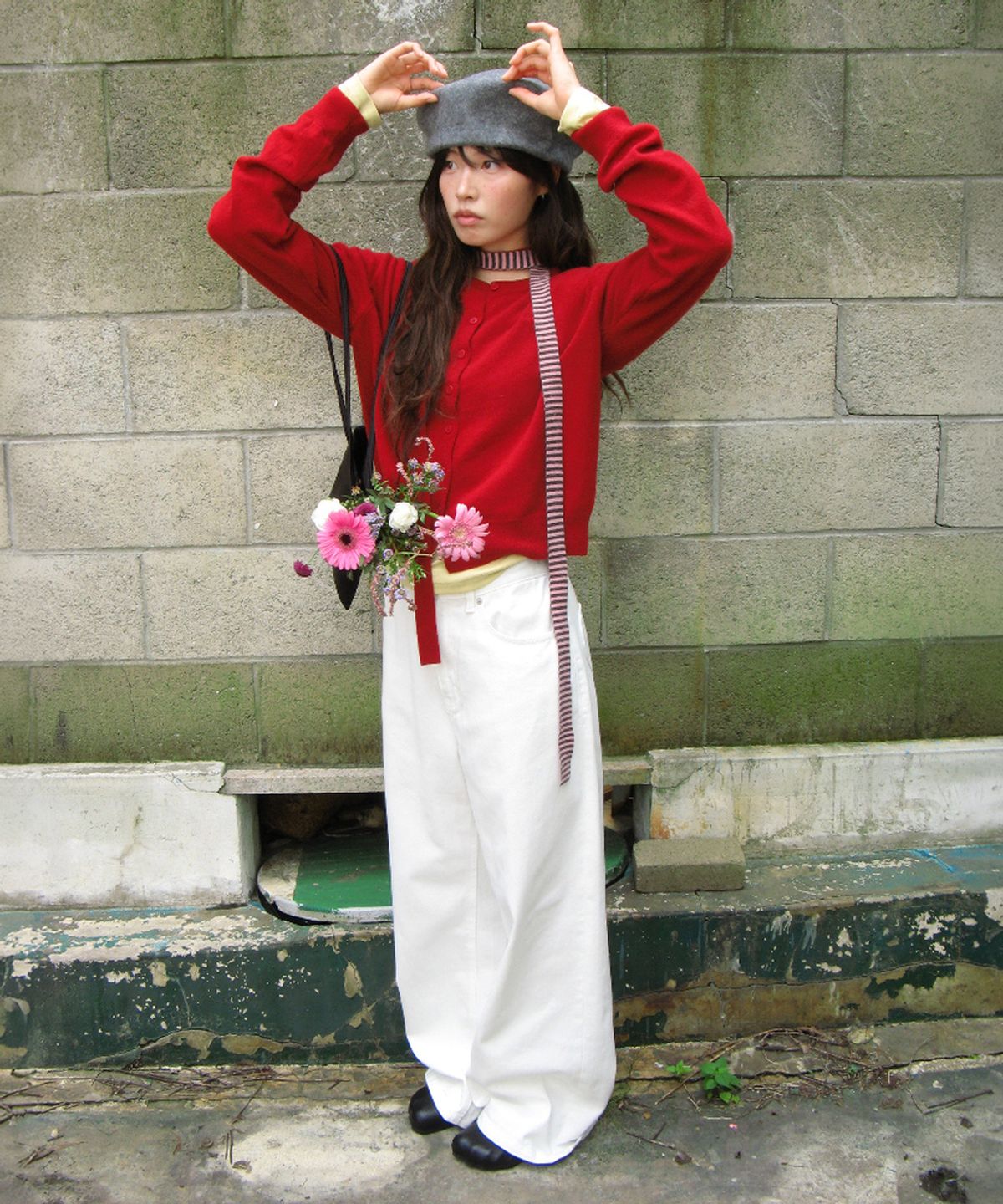 론론(RONRON) BASIC WOOL ARCHIVE CARDIGAN RED