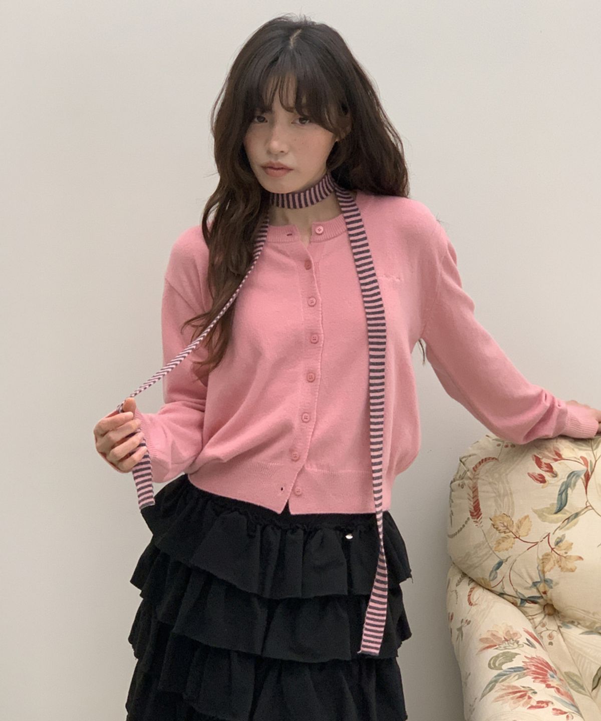 론론(RONRON) BASIC WOOL ARCHIVE CARDIGAN PINK