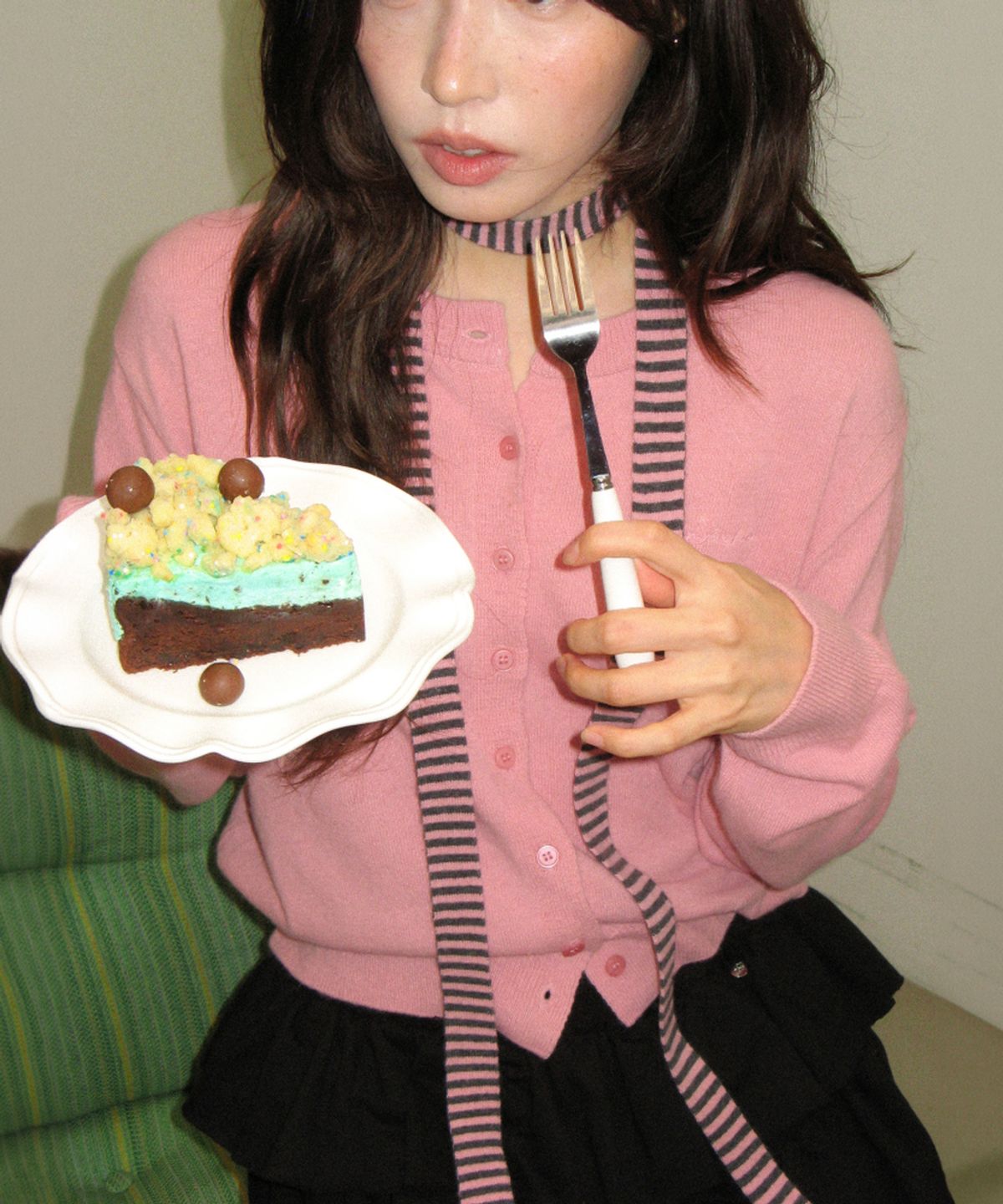 론론(RONRON) BASIC WOOL ARCHIVE CARDIGAN PINK