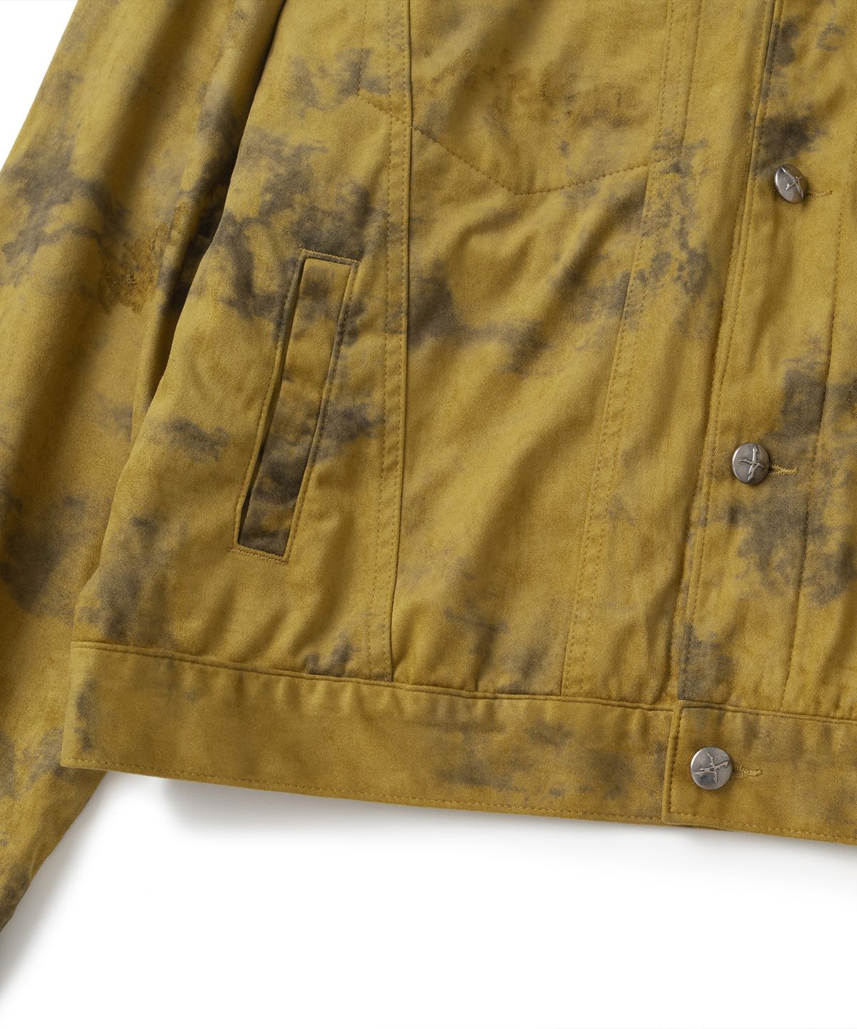 낫포너드(NOT4NERD) Dirty Washed Distressed Suede Trucker Jacket - Mustard