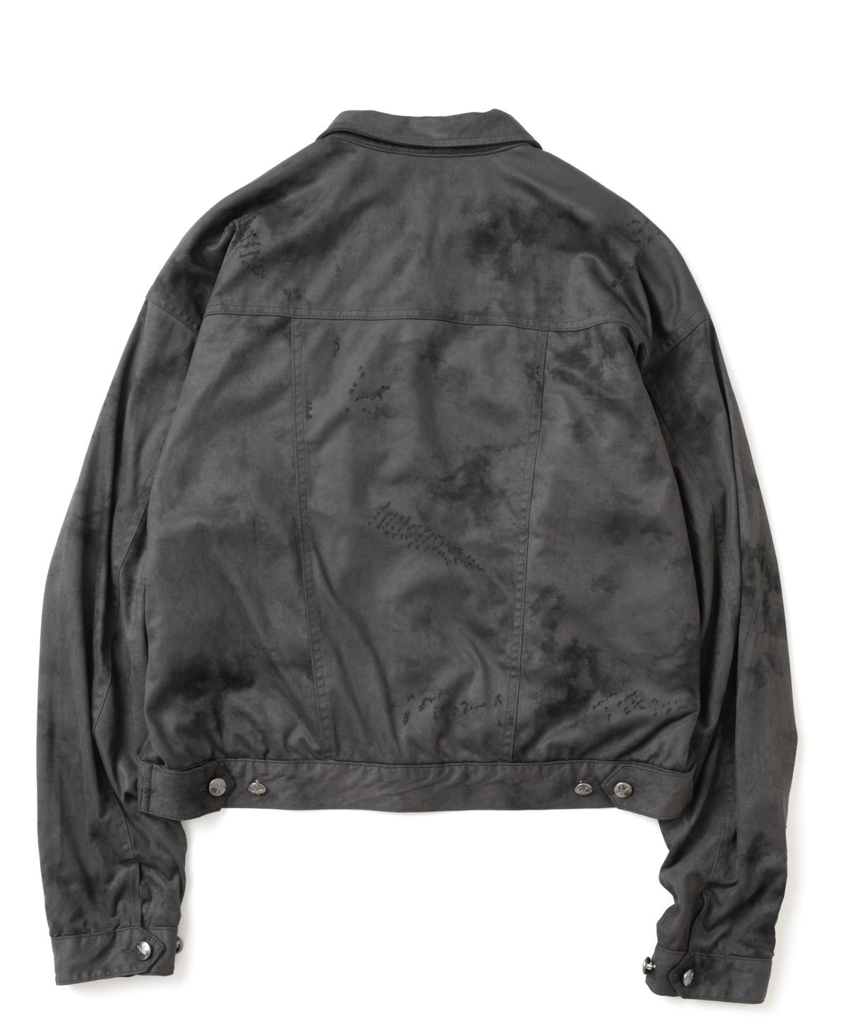 낫포너드(NOT4NERD) Dirty Washed Distressed Suede Trucker Jacket - Charcoal