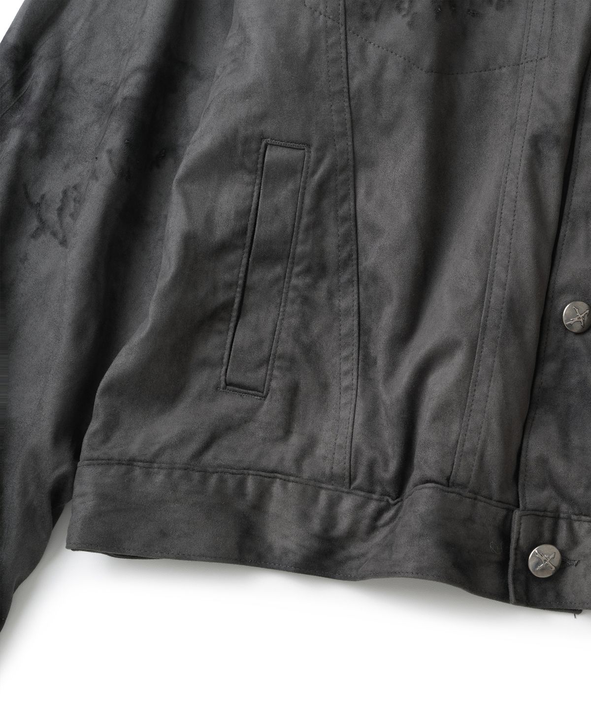 낫포너드(NOT4NERD) Dirty Washed Distressed Suede Trucker Jacket - Charcoal