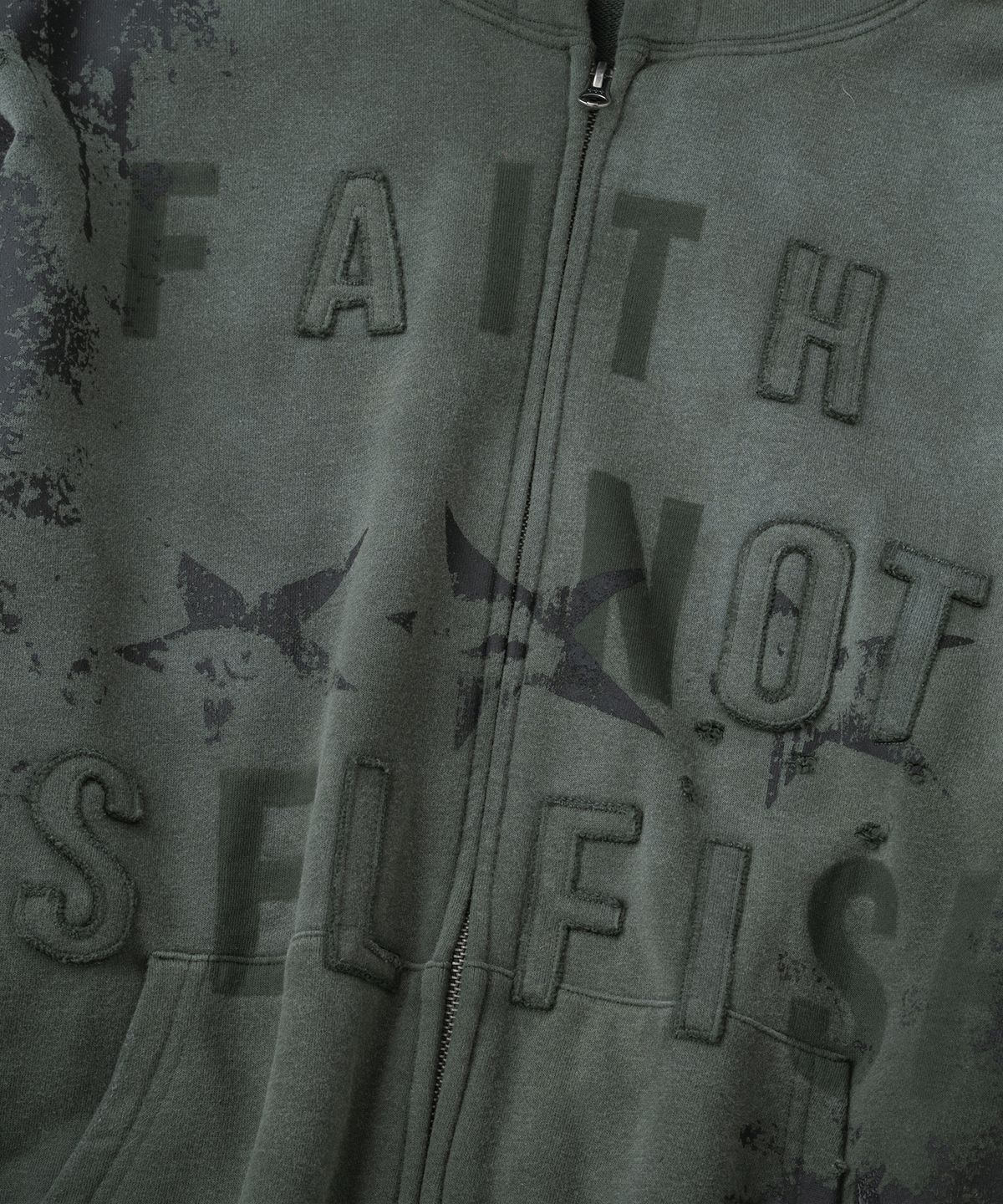 낫포너드(NOT4NERD) Faith Not Distressed Hood Zip Up - Green