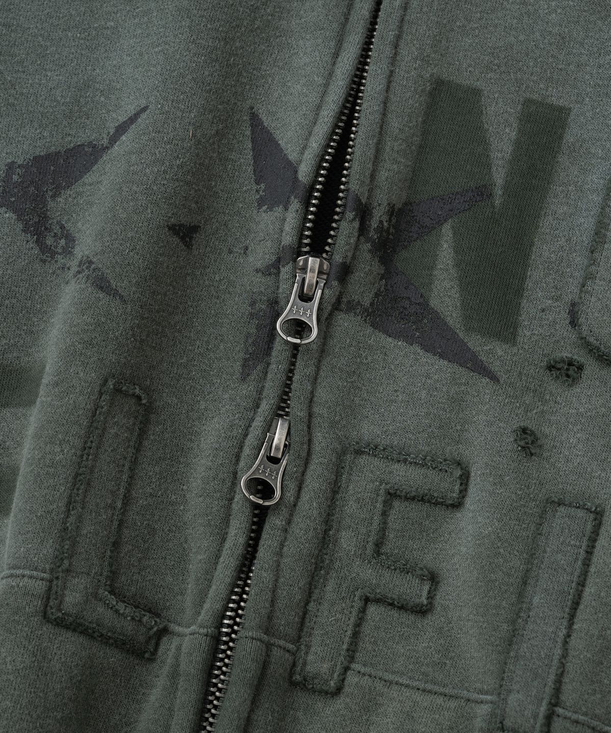 낫포너드(NOT4NERD) Faith Not Distressed Hood Zip Up - Green