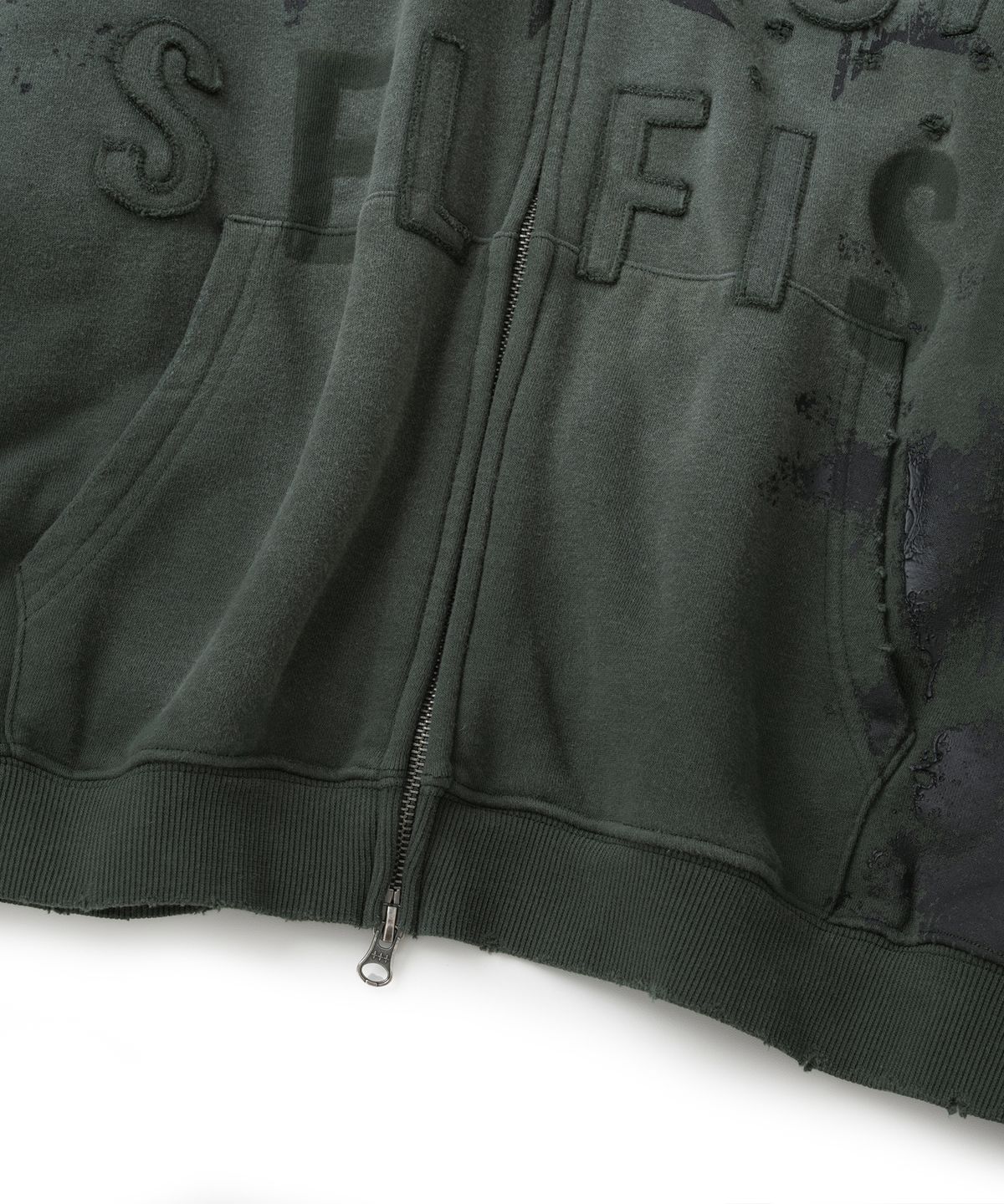 낫포너드(NOT4NERD) Faith Not Distressed Hood Zip Up - Green