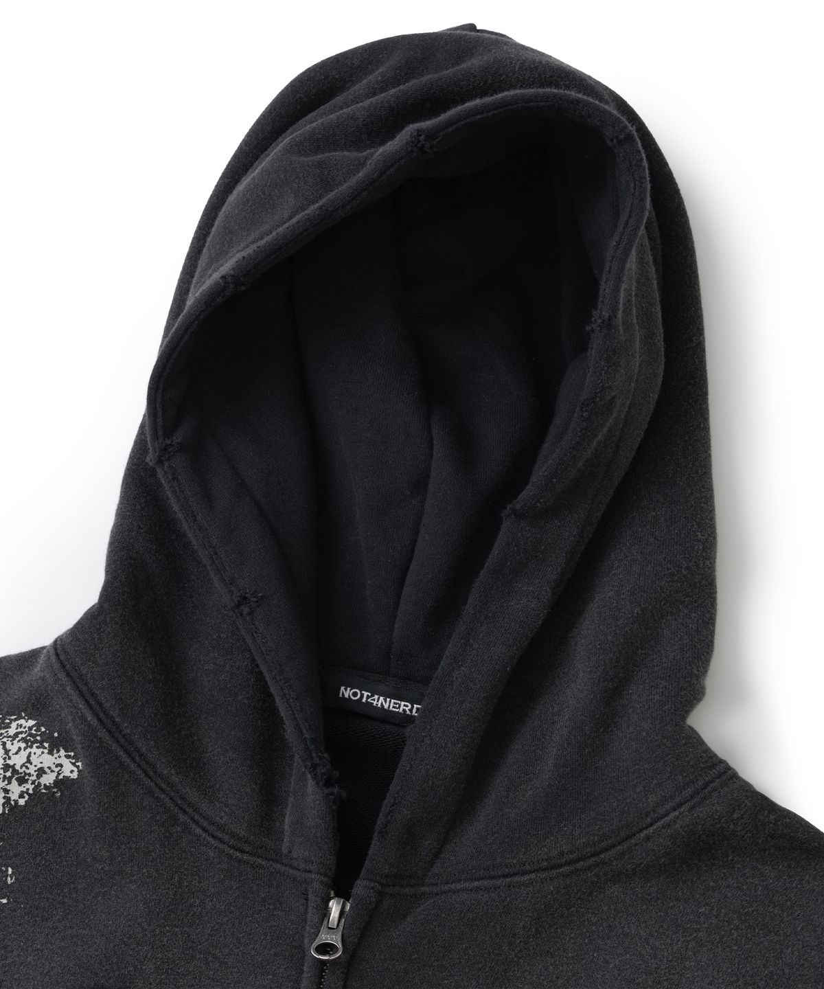 낫포너드(NOT4NERD) Faith Not Distressed Hood Zip Up - Black
