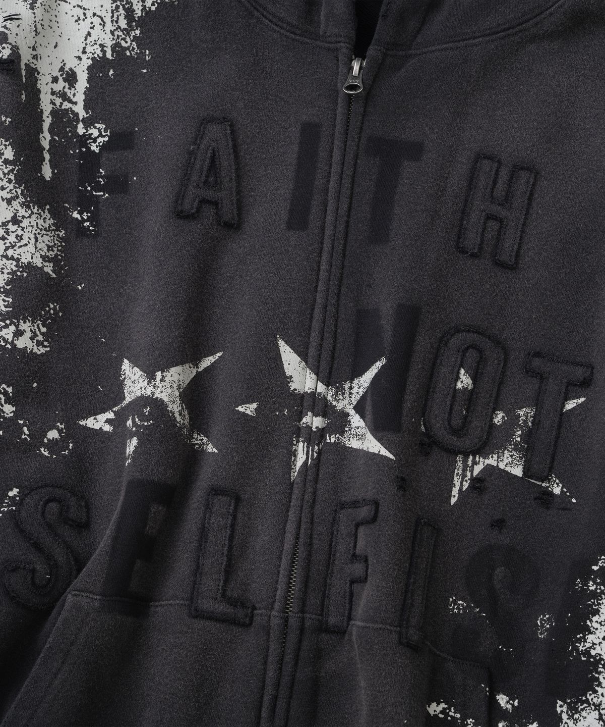 낫포너드(NOT4NERD) Faith Not Distressed Hood Zip Up - Black