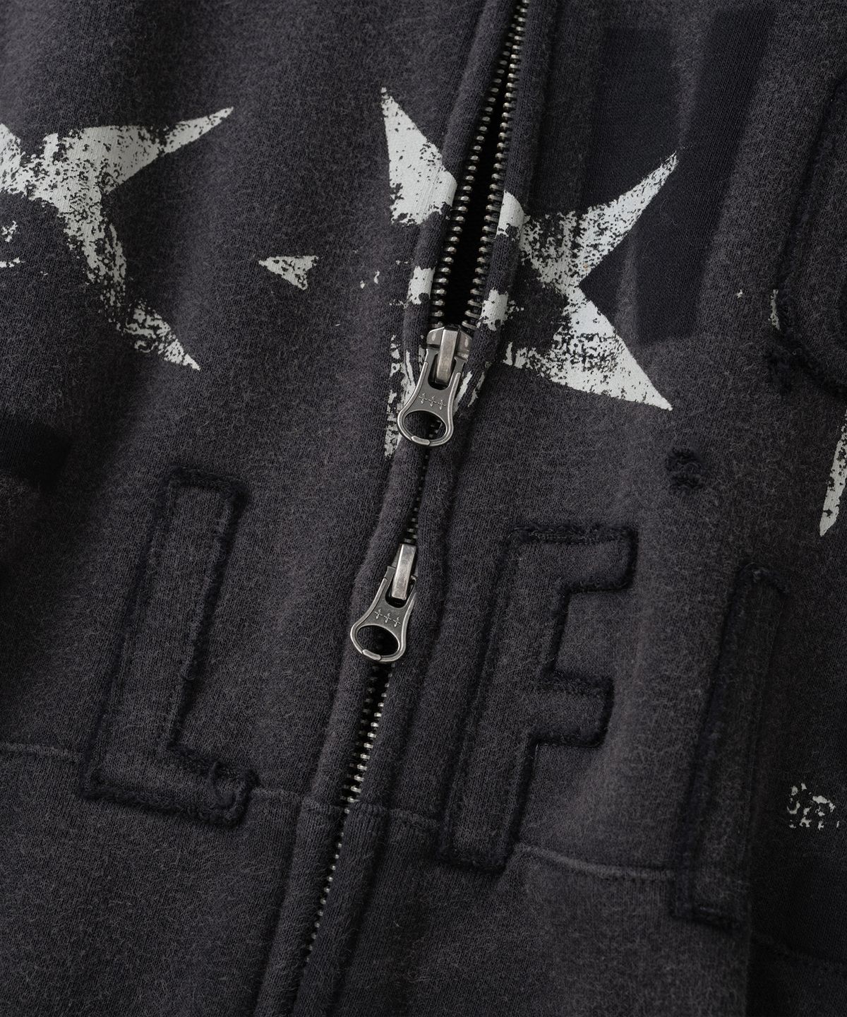 낫포너드(NOT4NERD) Faith Not Distressed Hood Zip Up - Black