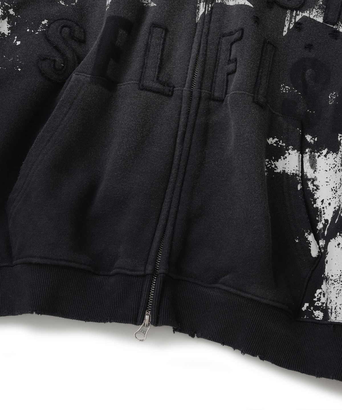 낫포너드(NOT4NERD) Faith Not Distressed Hood Zip Up - Black