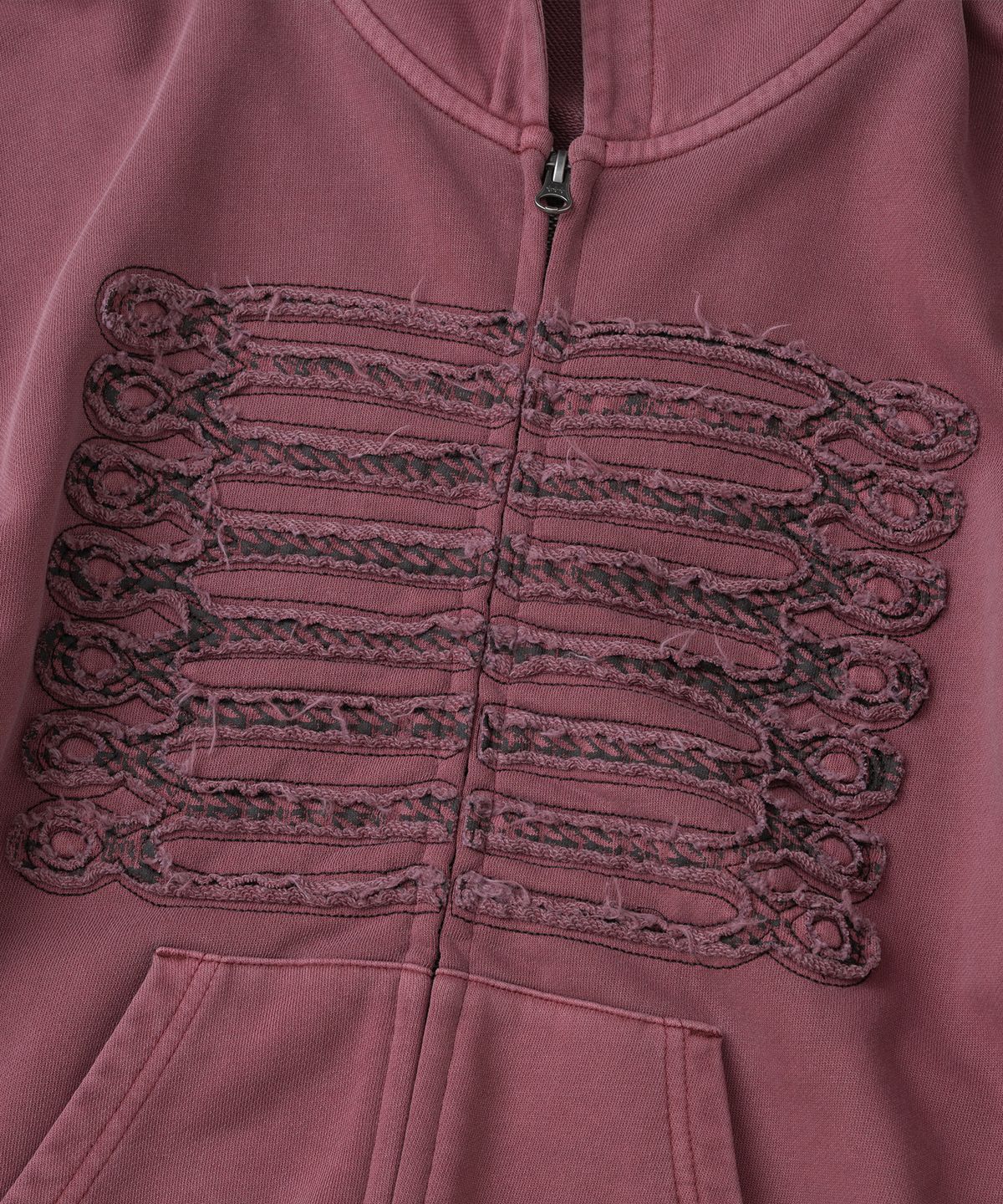 낫포너드(NOT4NERD) Napoleon Applique Pigment Hood Zip Up - Red