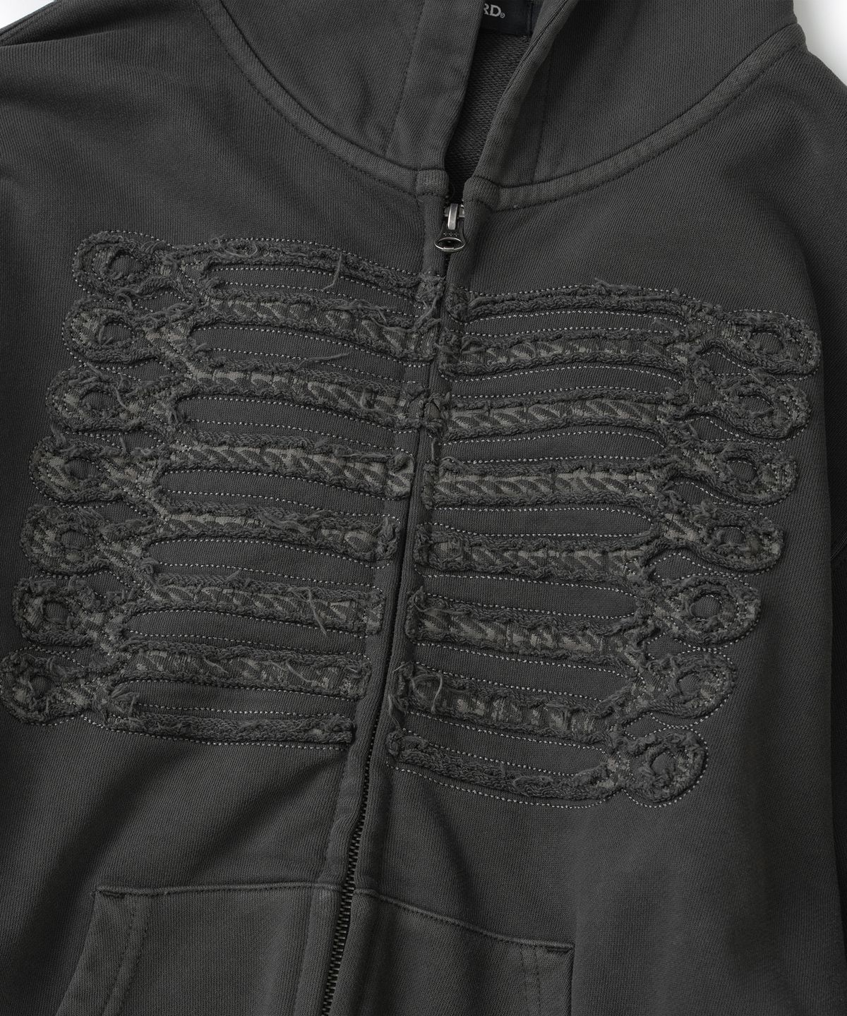 낫포너드(NOT4NERD) Napoleon Applique Pigment Hood Zip Up - Charcoal