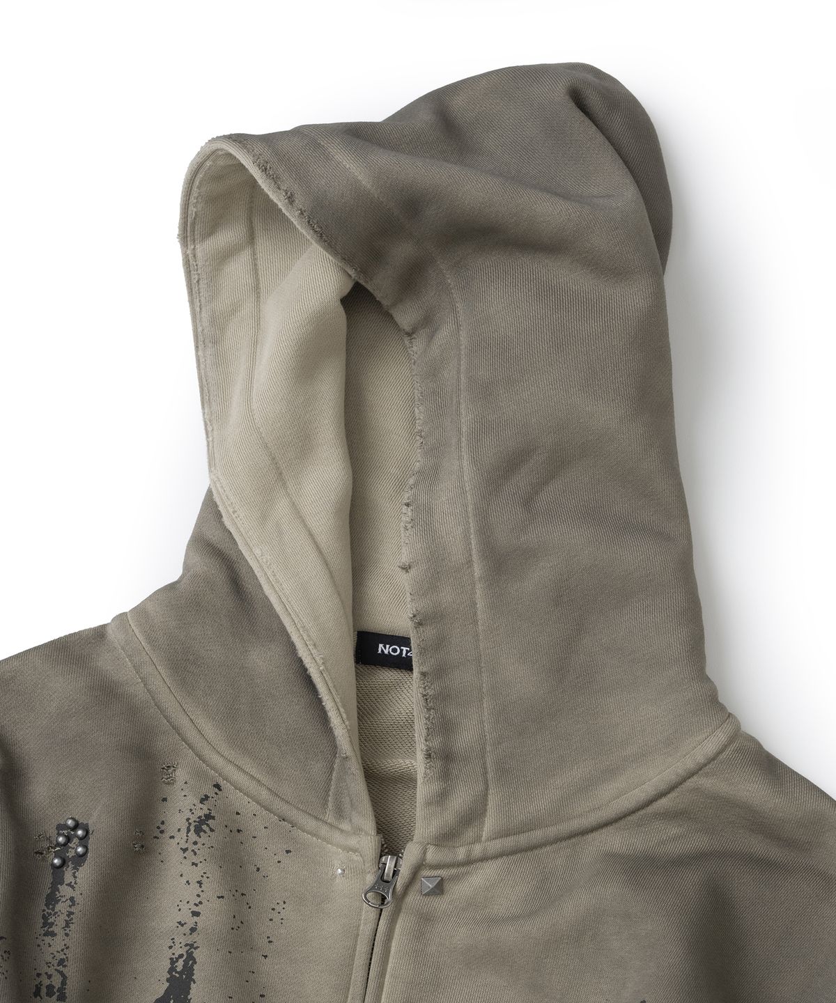 낫포너드(NOT4NERD) Stud Oil Washed Hood Zip Up - Beige