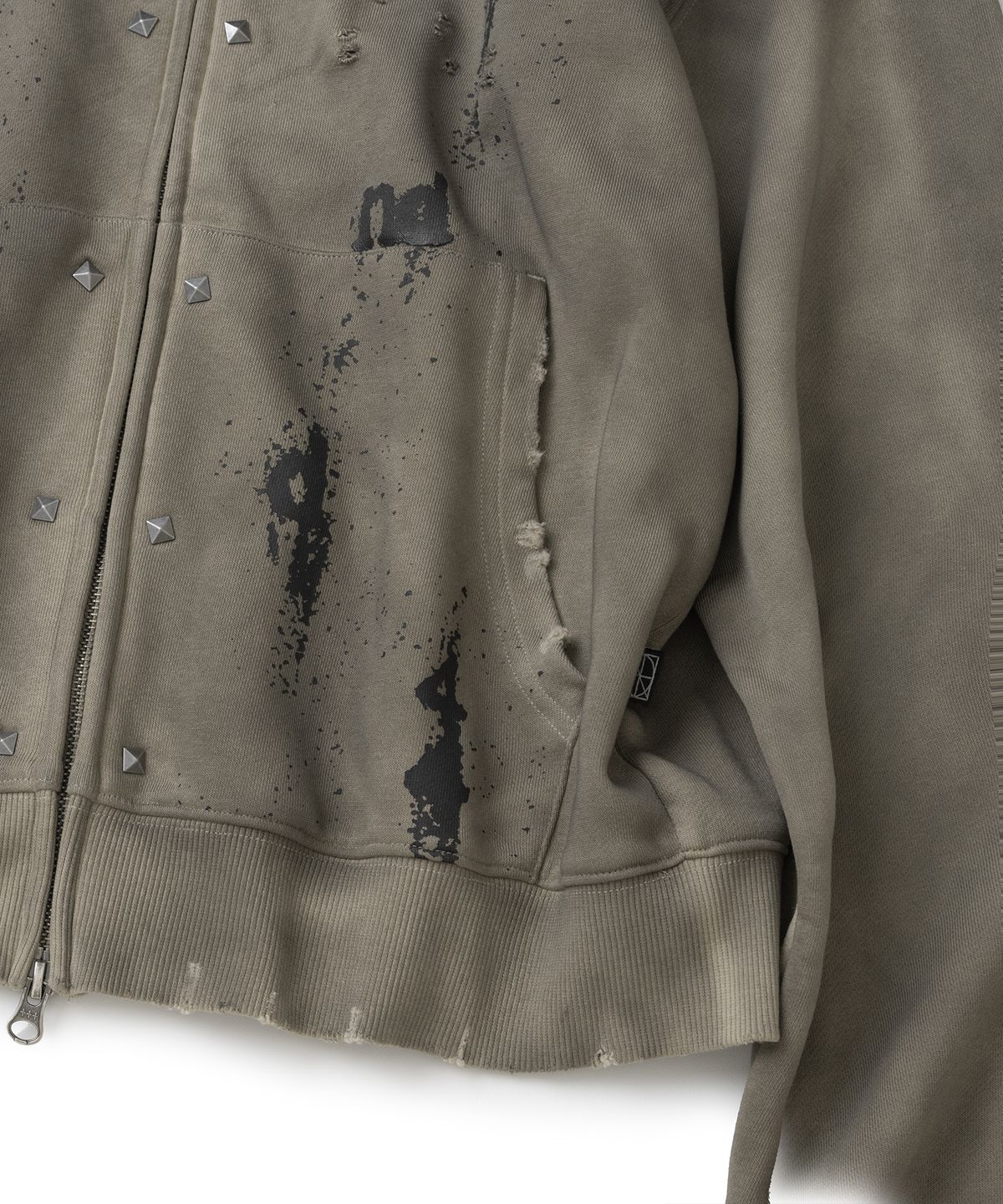 낫포너드(NOT4NERD) Stud Oil Washed Hood Zip Up - Beige