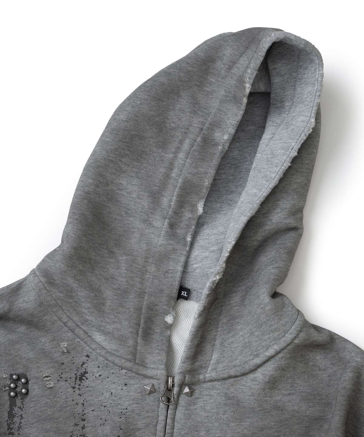 낫포너드(NOT4NERD) Stud Oil Washed Hood Zip Up - Grey