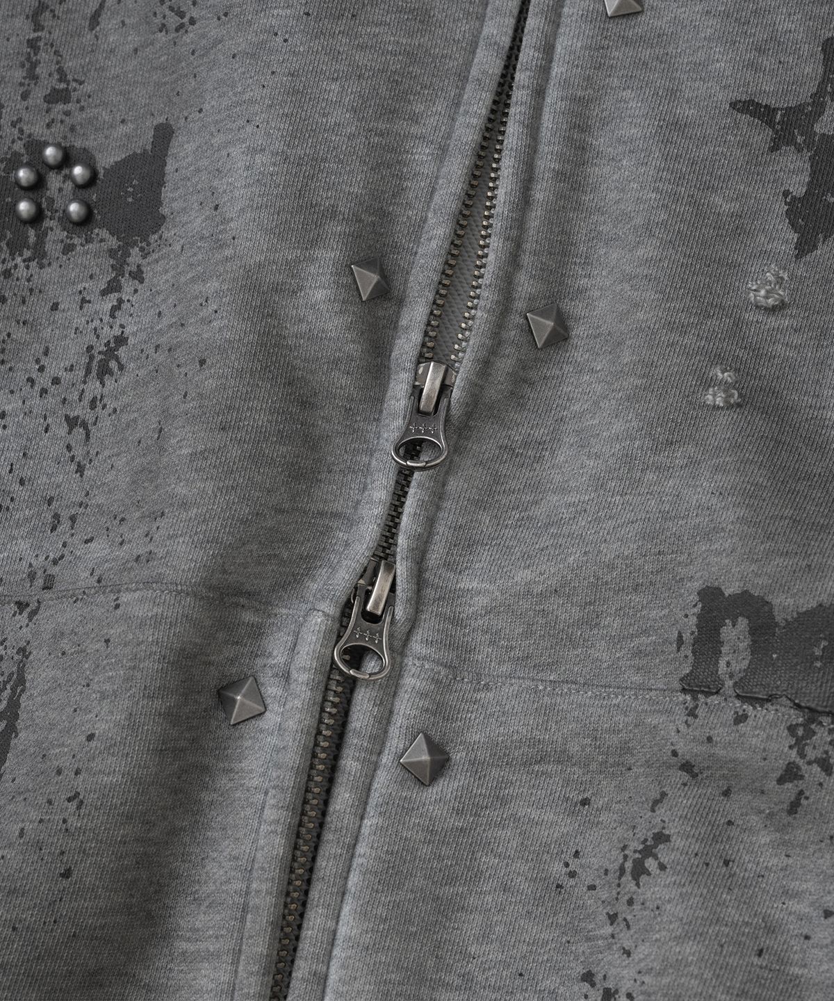 낫포너드(NOT4NERD) Stud Oil Washed Hood Zip Up - Grey