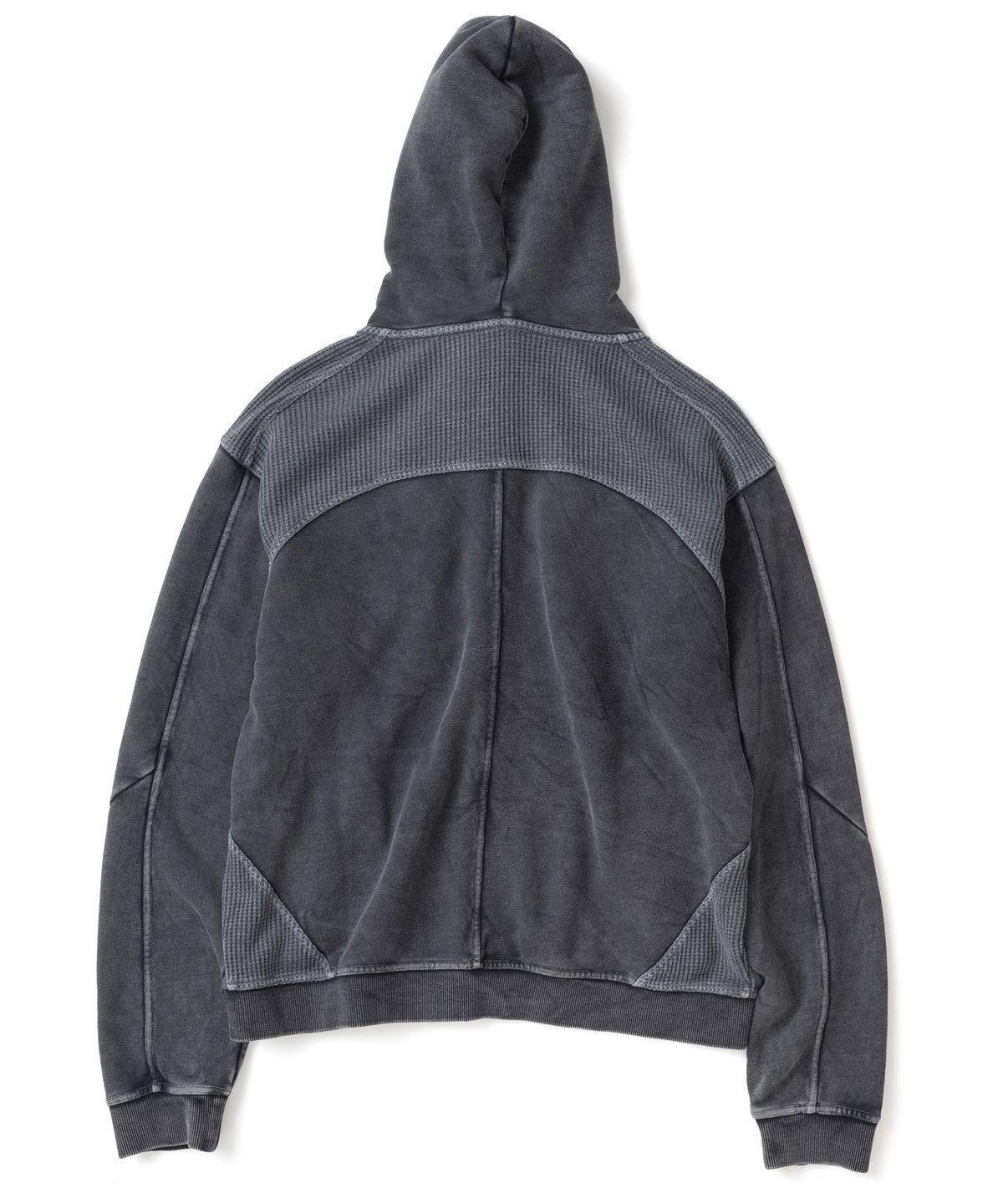 낫포너드(NOT4NERD) Waffle Panel Pigment Hood Zip Up - Charcoal