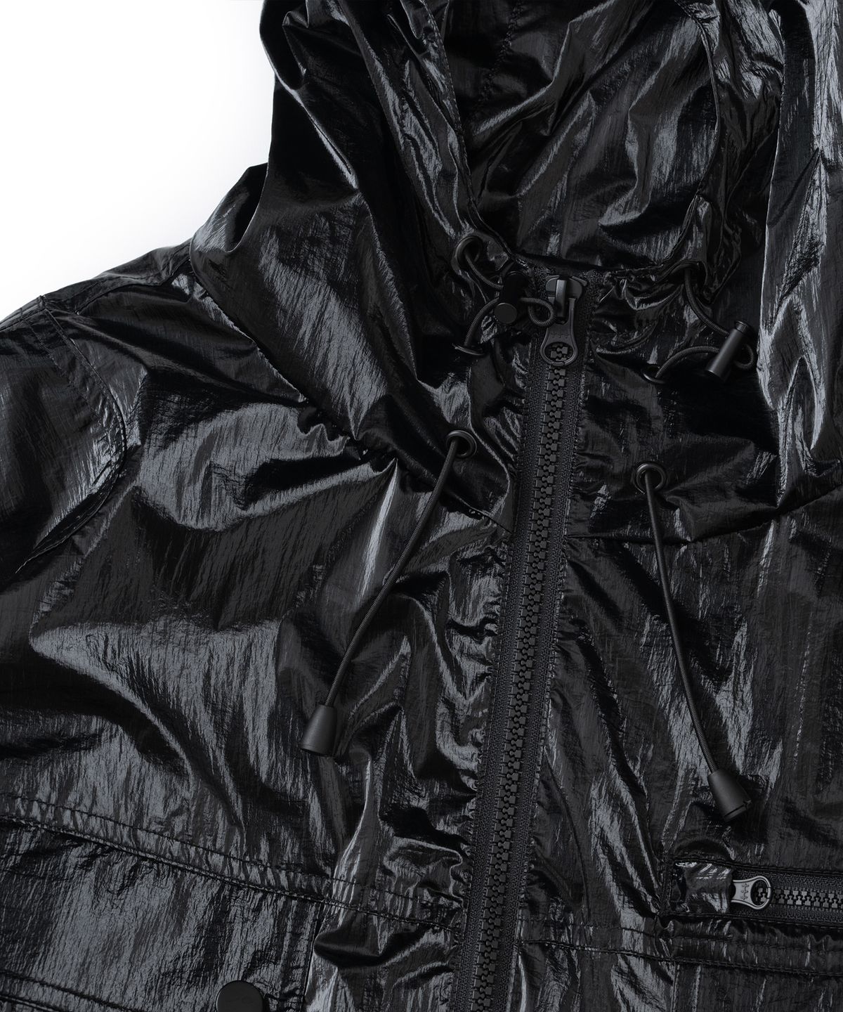 낫포너드(NOT4NERD) Gloss Utility Pockets Windbreaker Jacket - Black