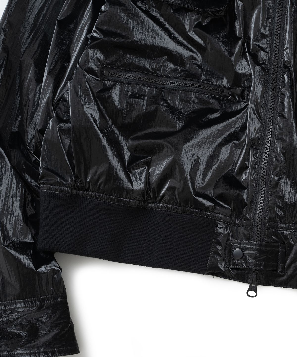 낫포너드(NOT4NERD) Gloss Utility Pockets Windbreaker Jacket - Black