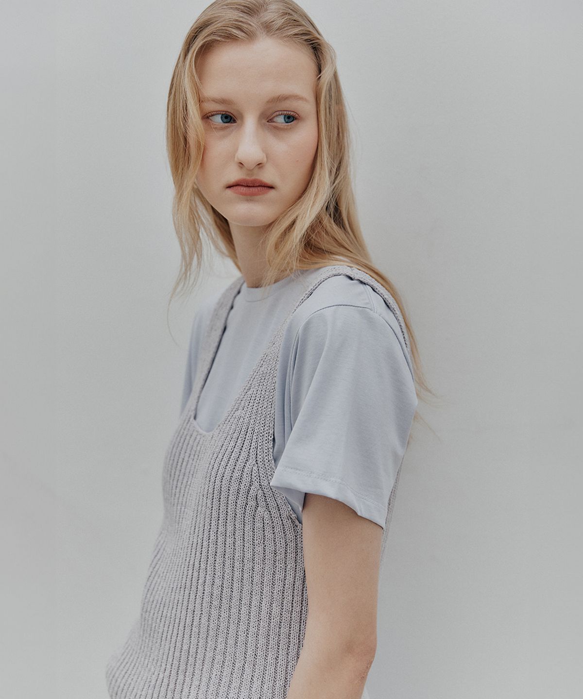 뮤제(MUSEE) MARE Hanji Paper Sleeveless Knit Top_Lavender