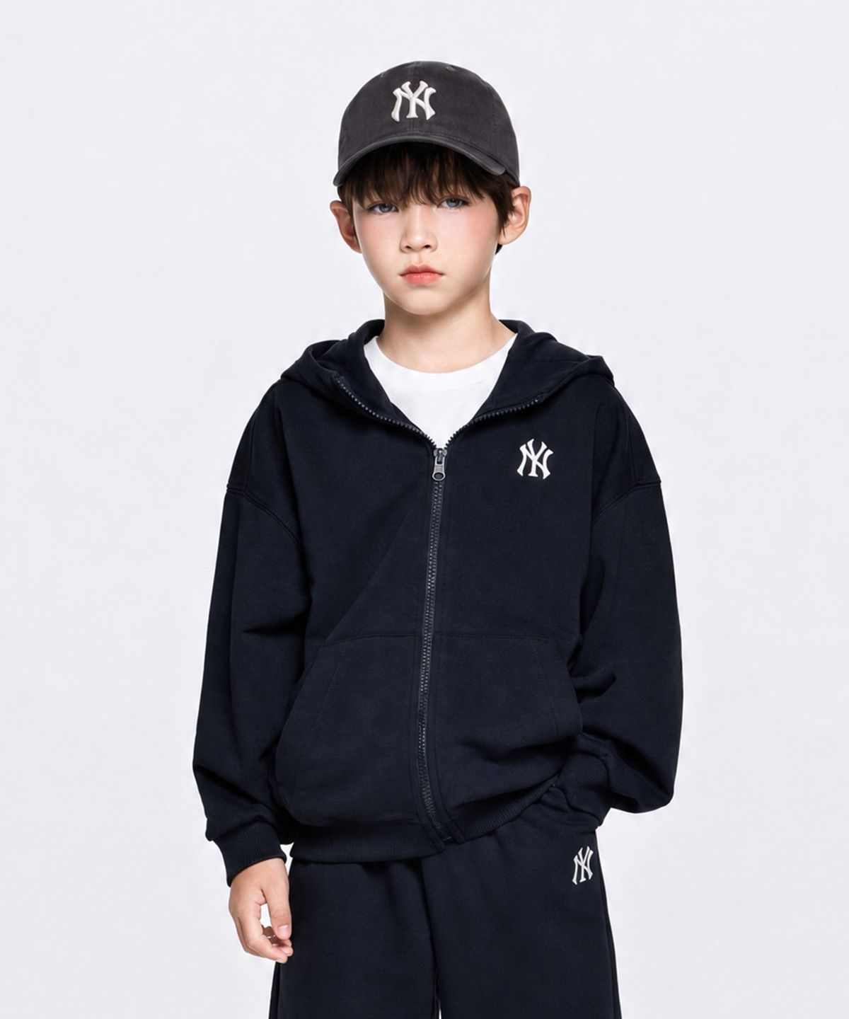 엠엘비 키즈(MLB KIDS) 스포티브 베이직 스몰로고 후드집업 NY (D.Navy)