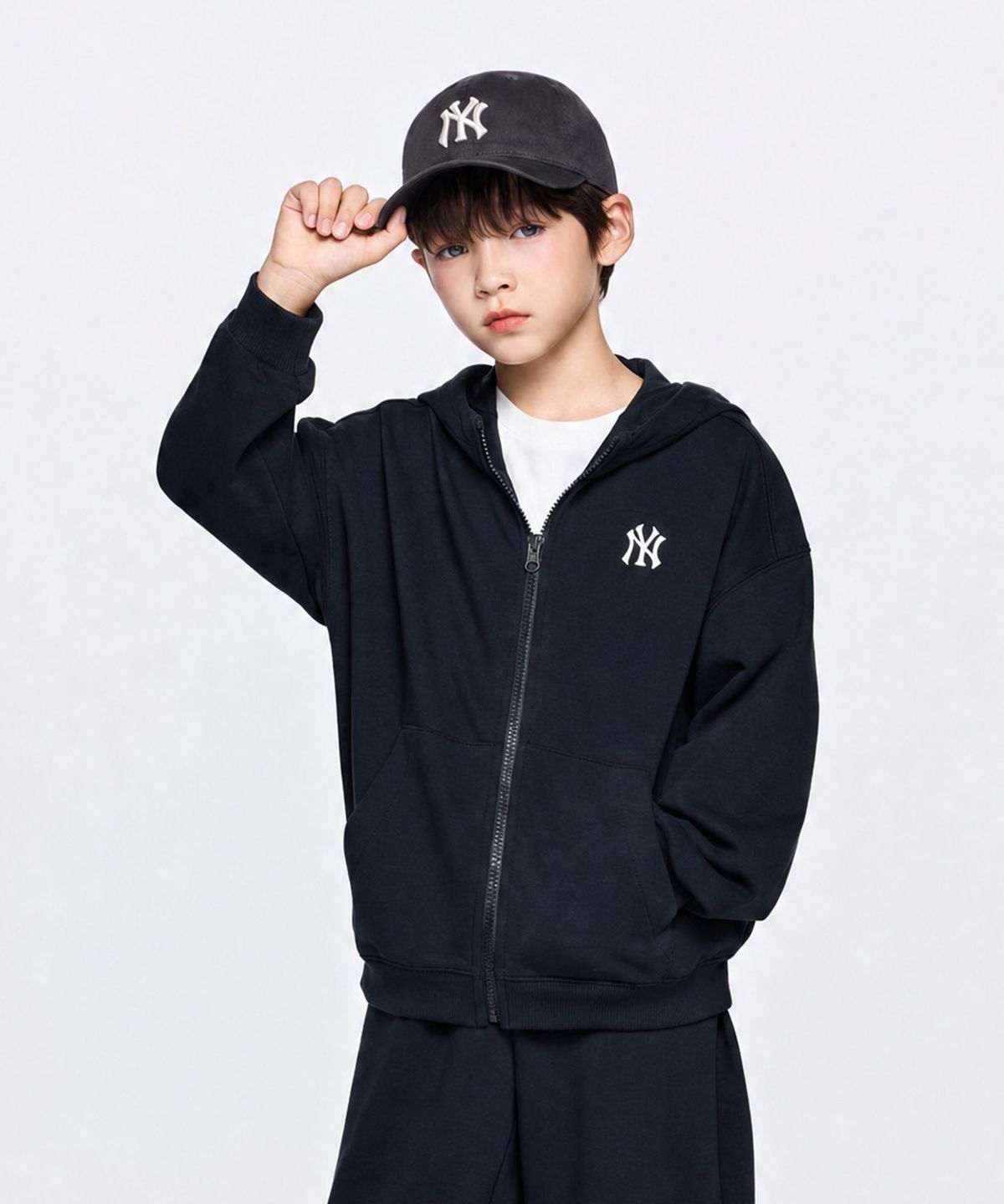 엠엘비 키즈(MLB KIDS) 스포티브 베이직 스몰로고 후드집업 NY (D.Navy)