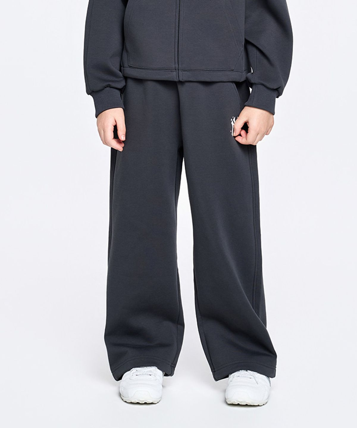 엠엘비 키즈(MLB KIDS) 스트릿 걸즈 스몰로고 와이드 팬츠 NY (D.Charcoal Grey)