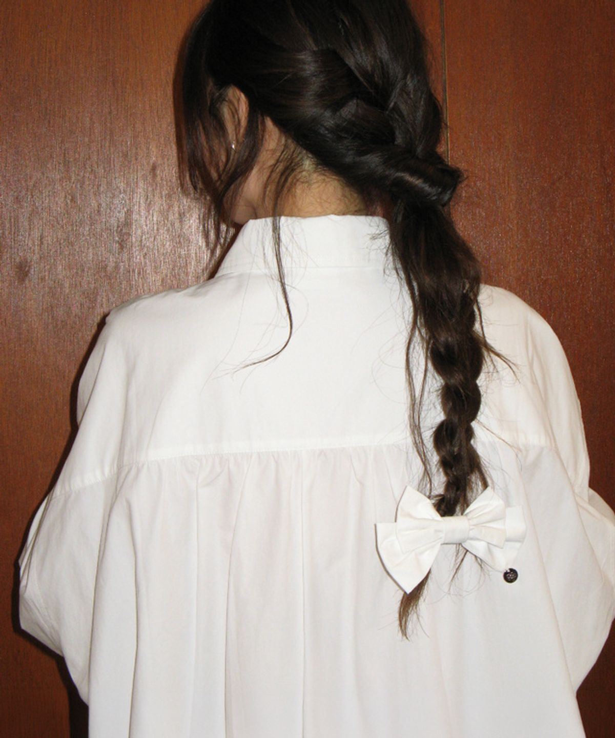 론론(RONRON) RIBBON PIN SET SHIRT DRESS WHITE