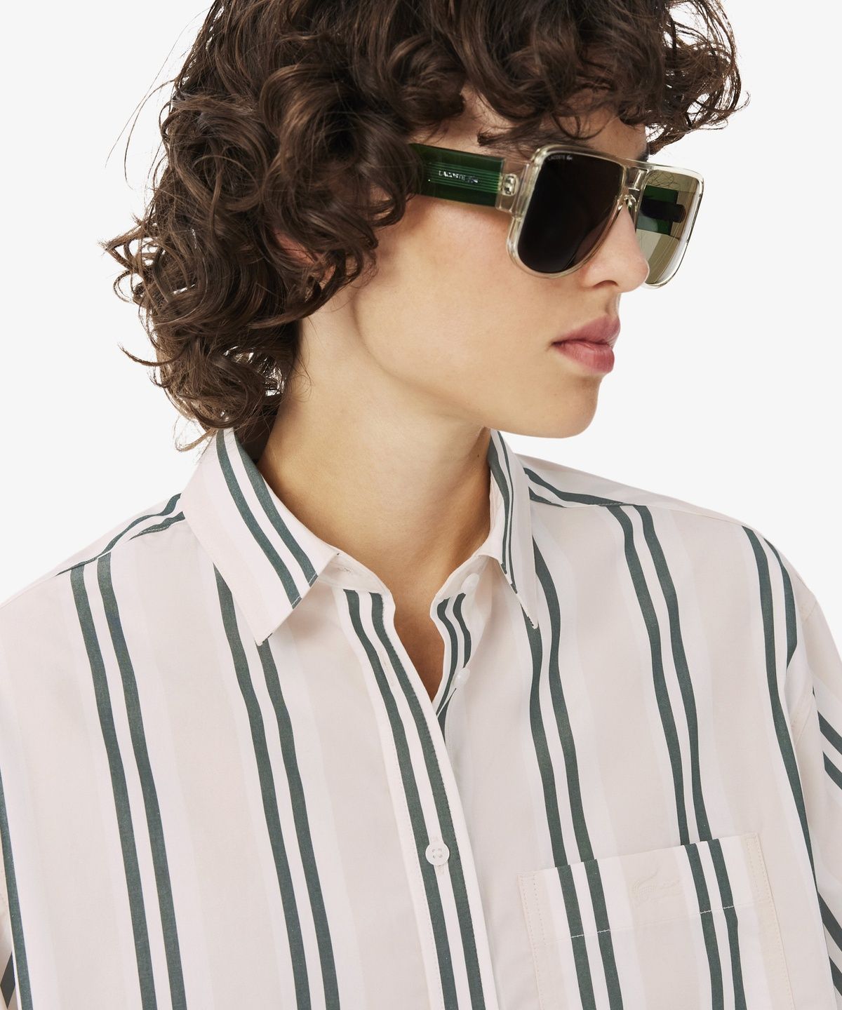 라코스테(LACOSTE) 여성 코튼 오버핏 스트라이프 셔츠 CF1054-56N X8X