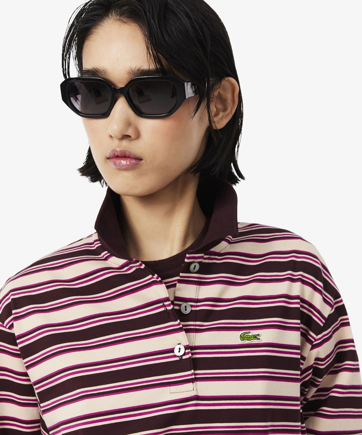 라코스테(LACOSTE) 여성 멀티 스트라이프 긴팔 폴로셔츠 DF3003-56N ST7