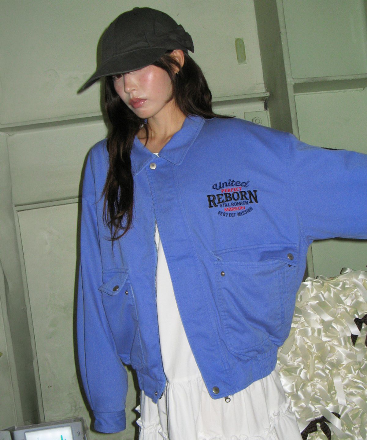 론론(RONRON) TRIPLE RIBBON WASHED BALL CAP CHARCOAL