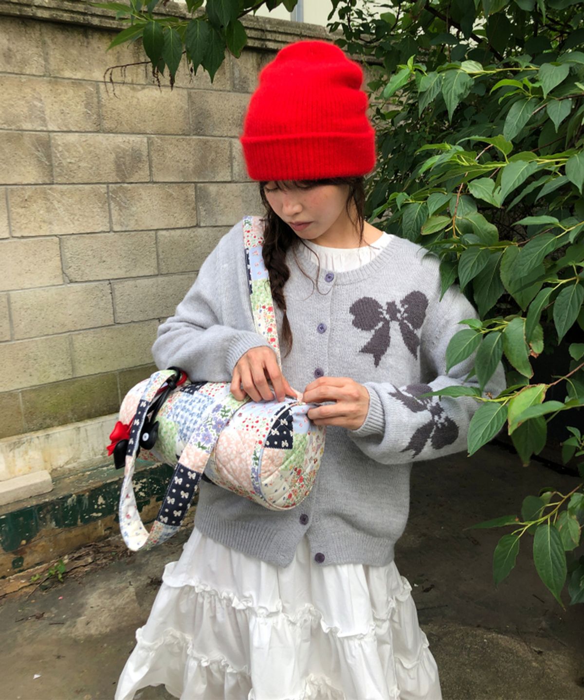 론론(RONRON) PATCHWORK QUILTED BARREL BAG