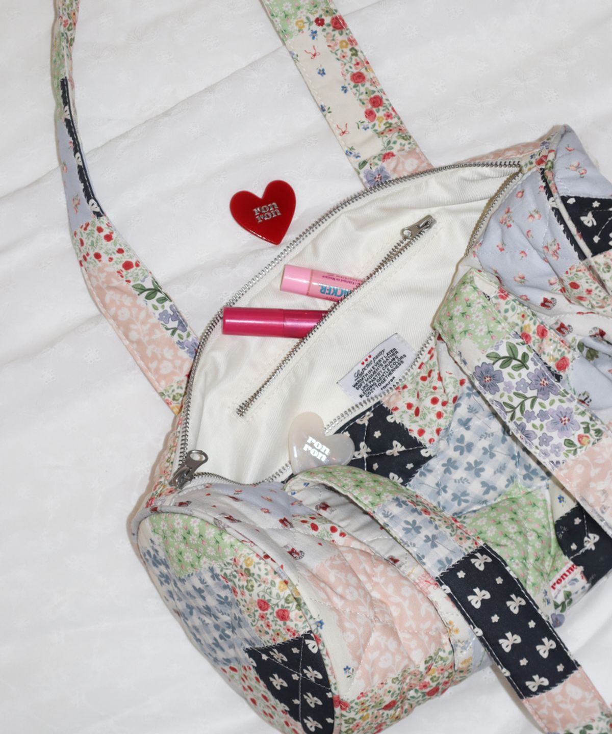 론론(RONRON) PATCHWORK QUILTED BARREL BAG
