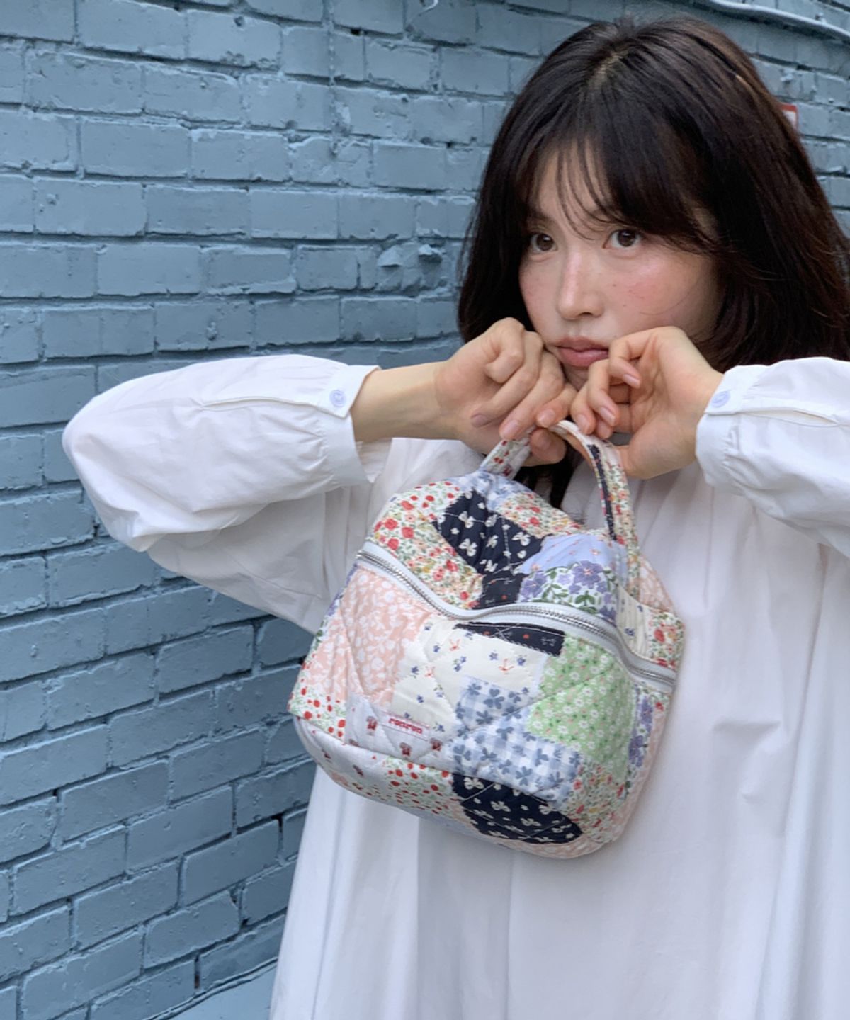 론론(RONRON) PATCHWORK QUILTED SQUARE POUCH
