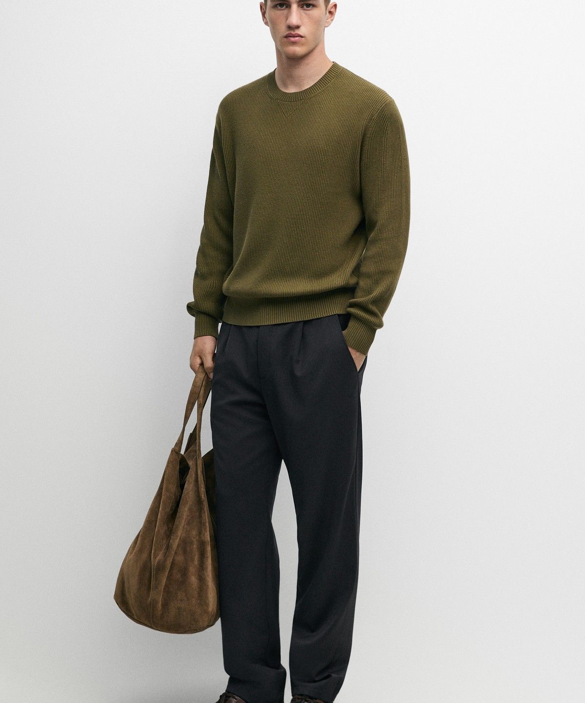 마시모두띠(MASSIMO DUTTI) 코튼 블렌드 골지 니트 스웨터