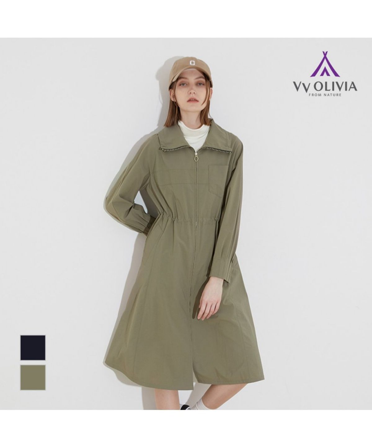 비비올리비아(VVOLIVIA) 원피스형 롱 트렌치 점퍼_VVCCL3S2361