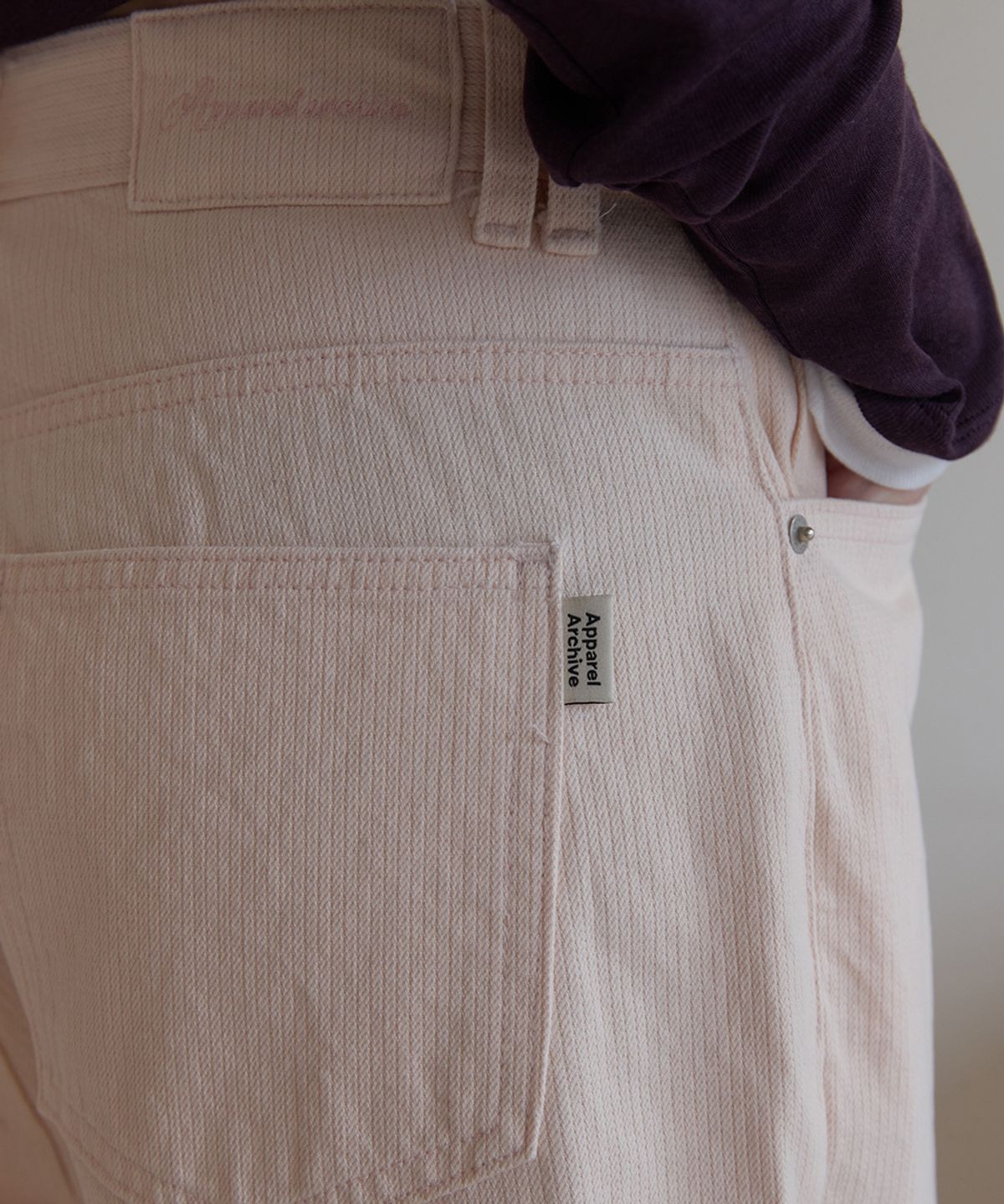 어패럴아카이브(APPAREL ARCHIVE) Dave ribbed wide denim - Baby pink