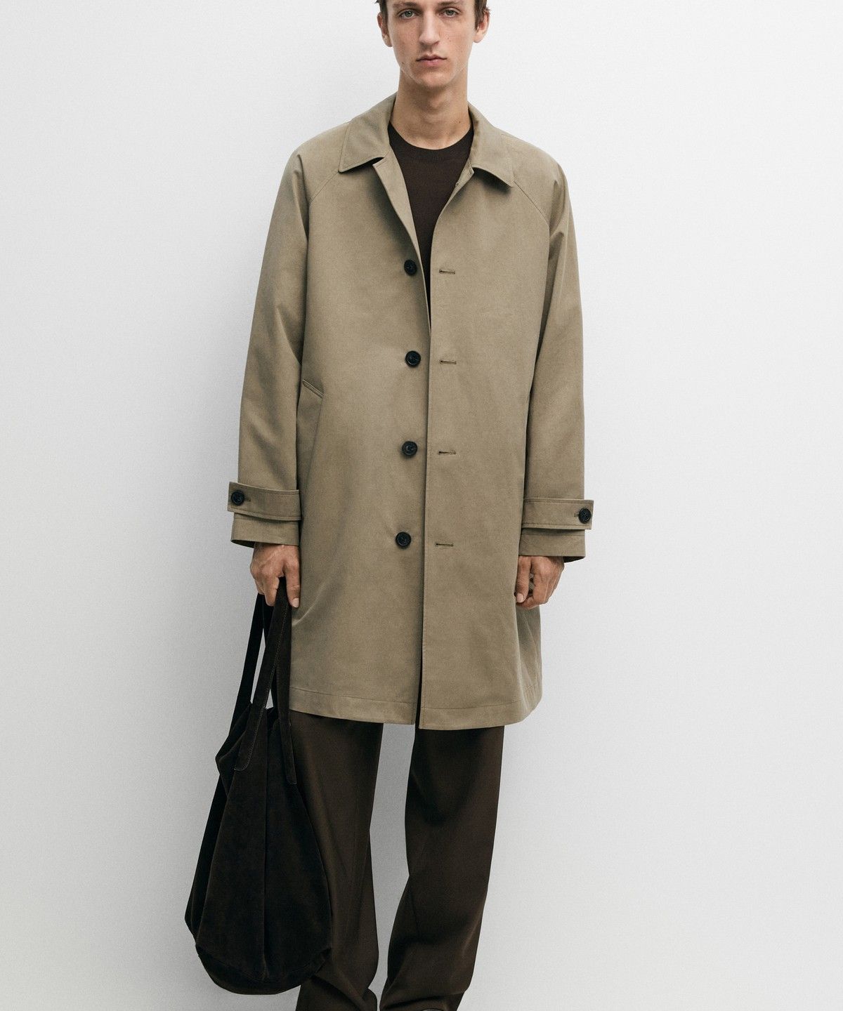 마시모두띠(MASSIMO DUTTI) 100% 코튼 오버사이즈 롱 트렌치코트