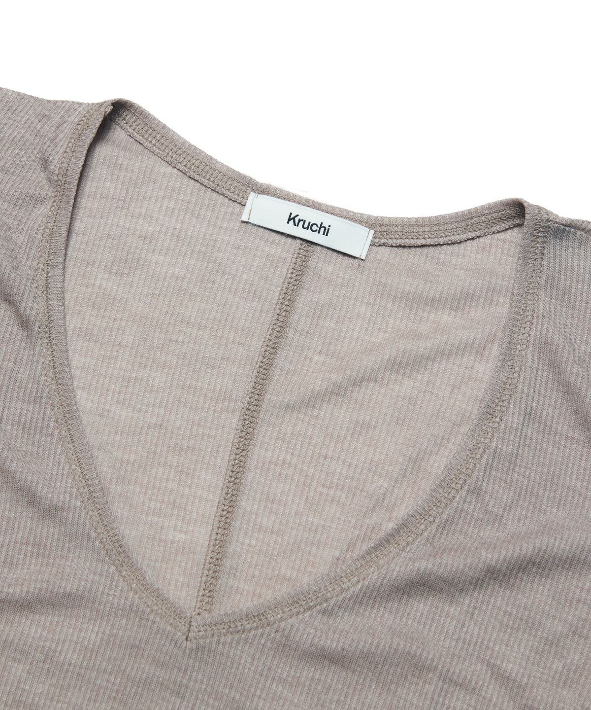 크루치(KRUCHI) V-Neck Long-Sleeve Top (MOCHA) WOMENS