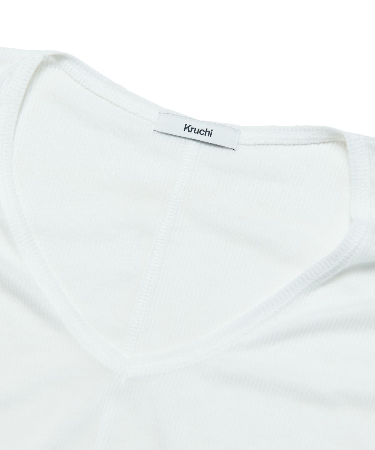 크루치(KRUCHI) V-Neck Long-Sleeve Top (WHITE) WOMENS