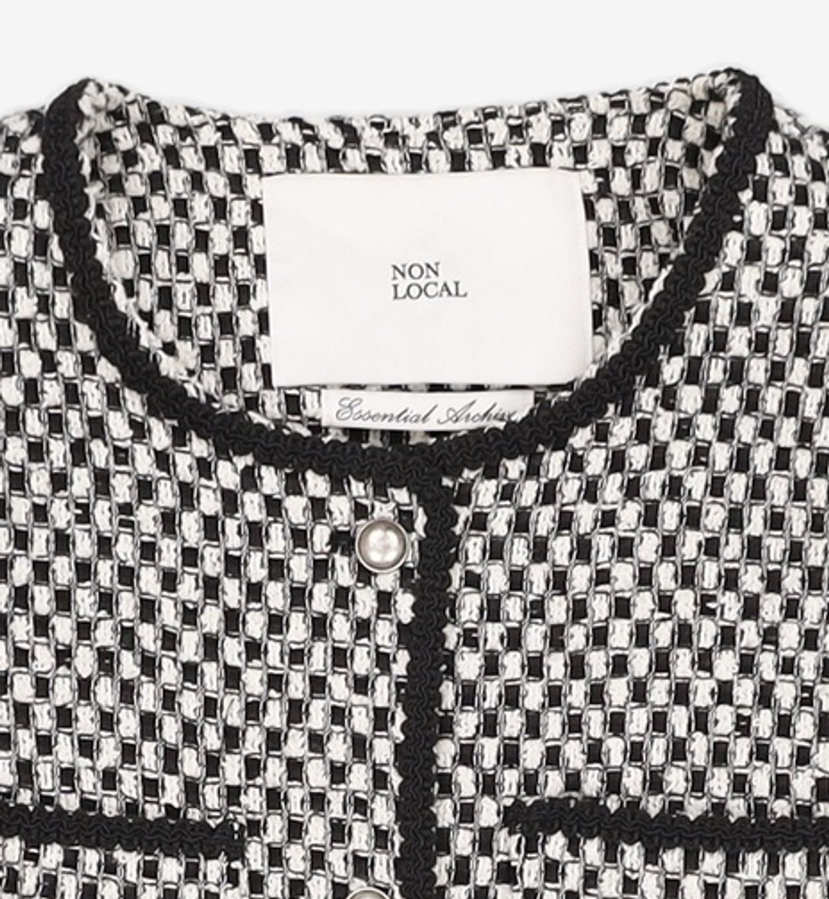 논로컬(NONLOCAL) Atelier Tweed Crop Jacket - Check FREE