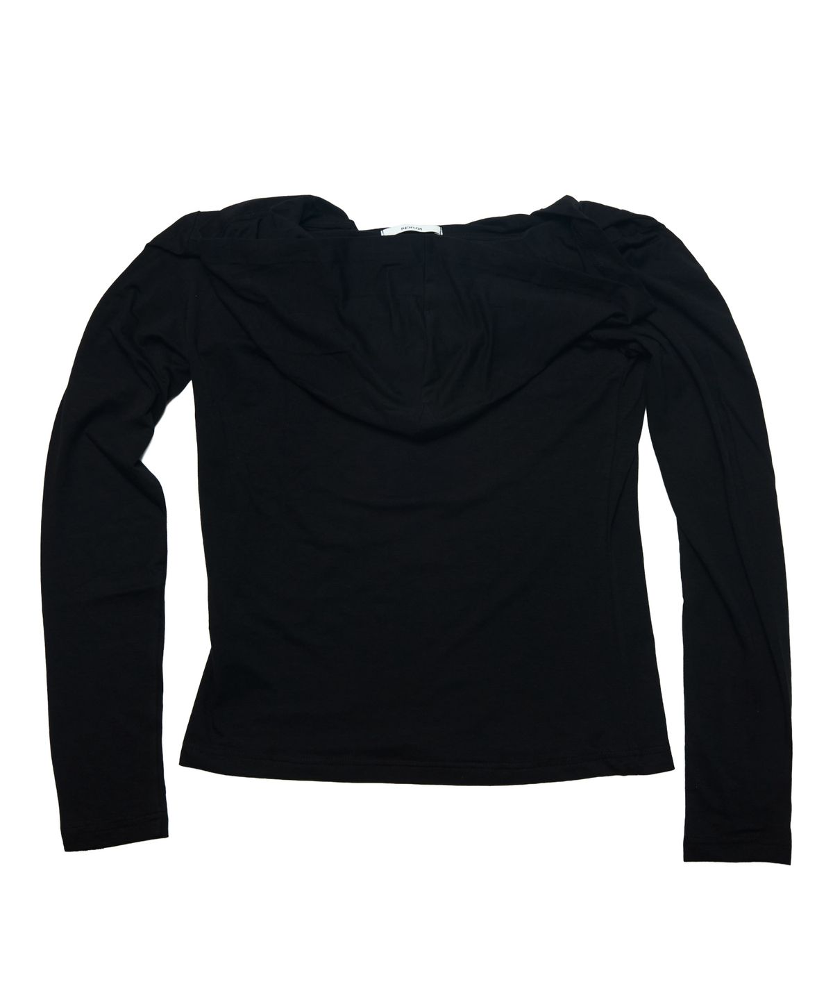 크루치(KRUCHI) Tencel Long-Sleeve V-Neck Hoodie (BLACK) WOMENS