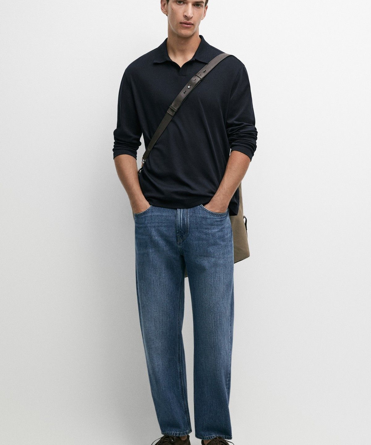 마시모두띠(MASSIMO DUTTI) 100% 코튼 긴소매 폴로셔츠
