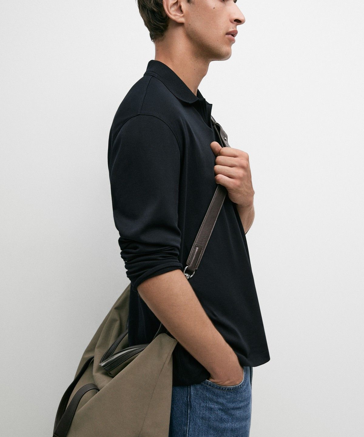 마시모두띠(MASSIMO DUTTI) 100% 코튼 긴소매 폴로셔츠