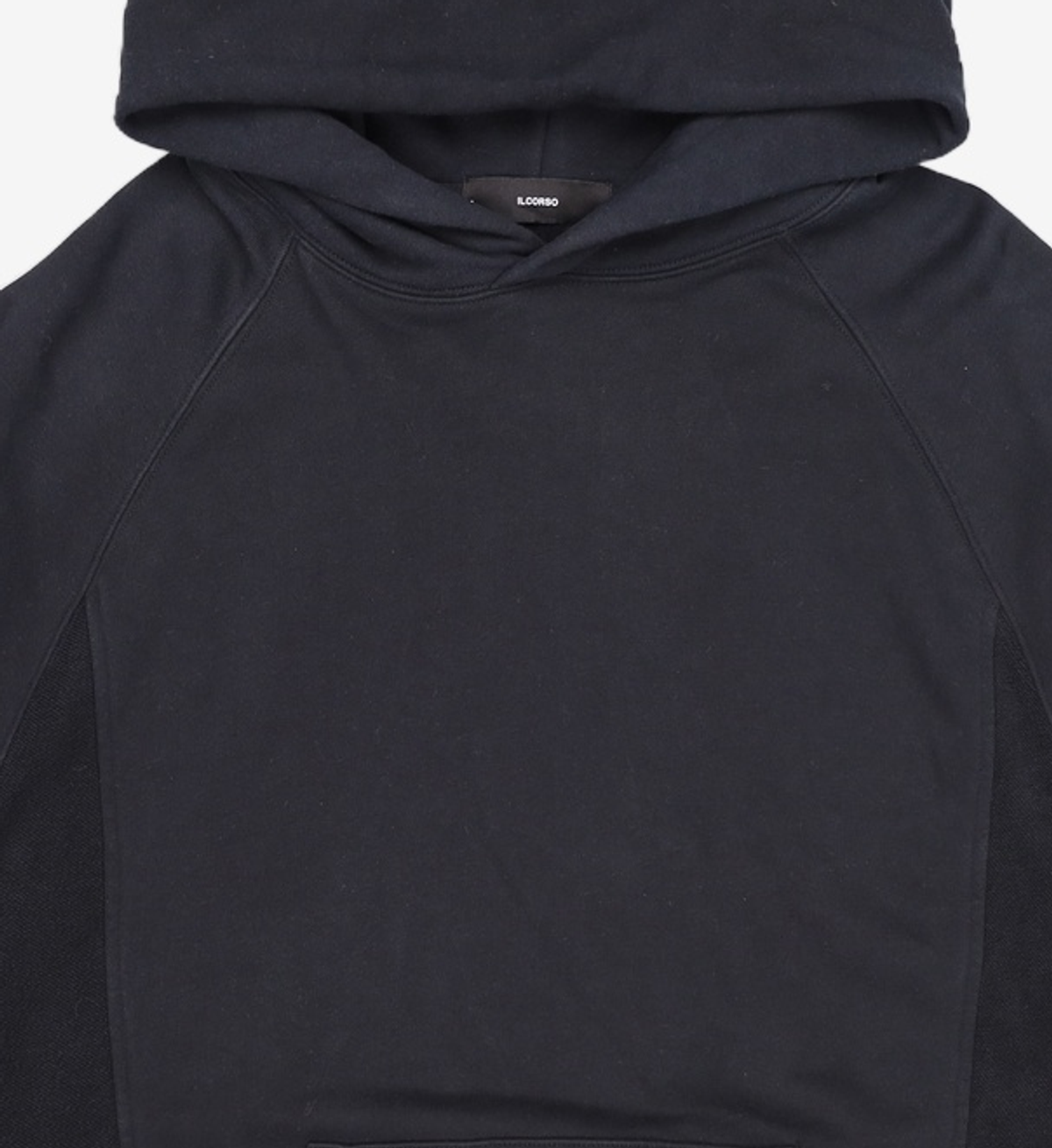 일꼬르소(IL CORSO) [oam.factory X ILCORSO] 콘트라스트 셔링 후드 티셔츠 블랙 IETS3F702BK XL