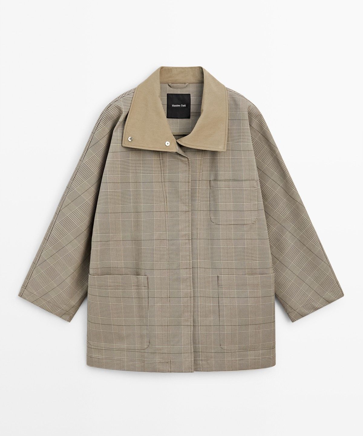 마시모두띠(MASSIMO DUTTI) 체크 코튼 혼방 터틀넥 재킷