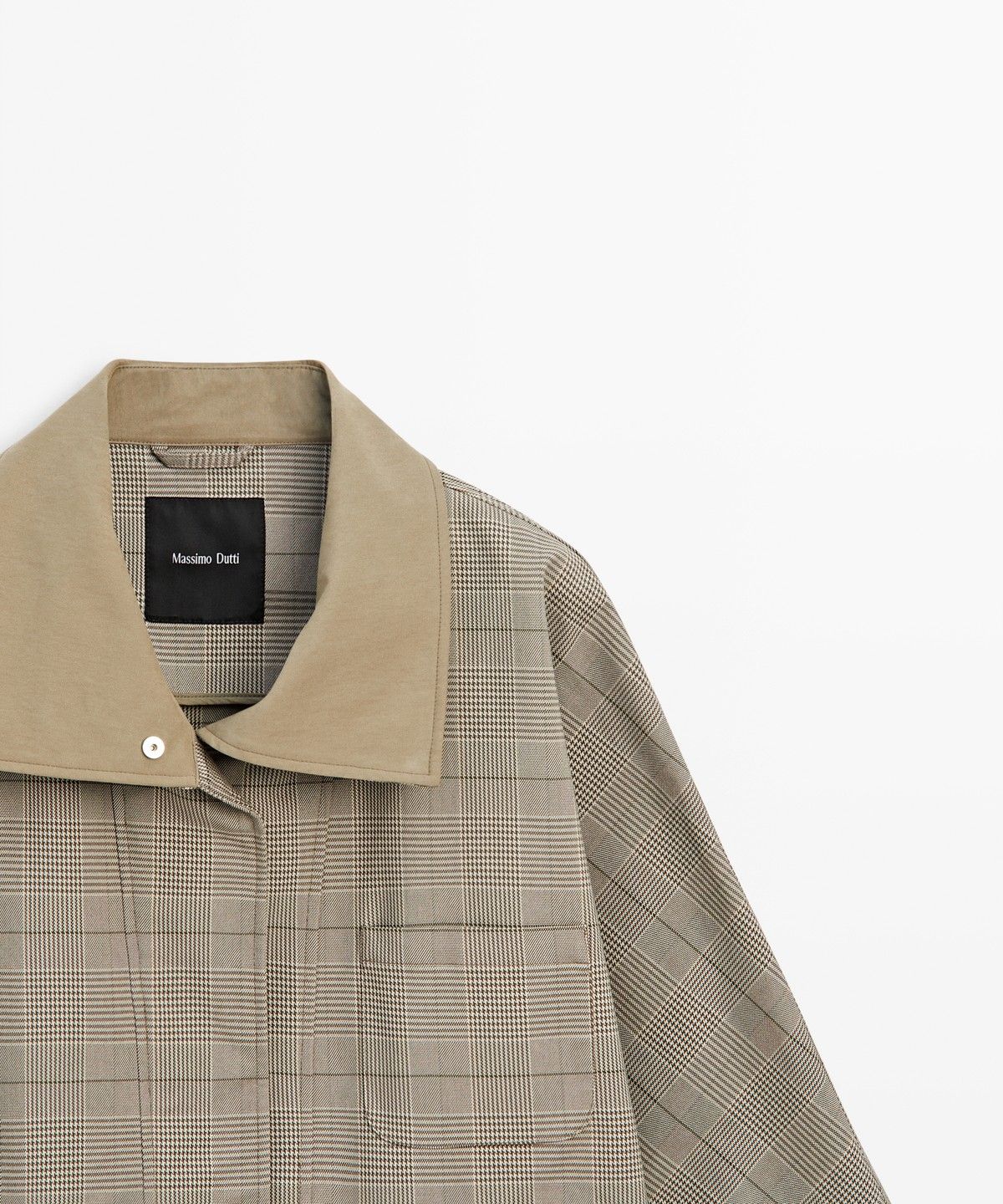 마시모두띠(MASSIMO DUTTI) 체크 코튼 혼방 터틀넥 재킷