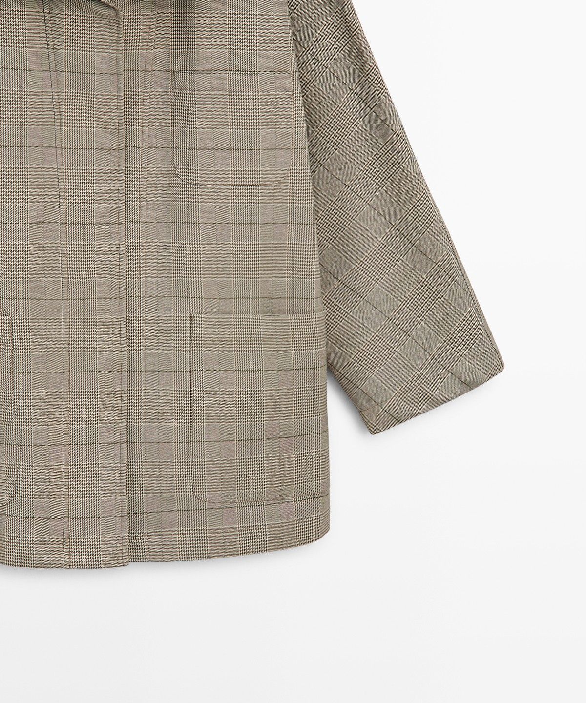 마시모두띠(MASSIMO DUTTI) 체크 코튼 혼방 터틀넥 재킷